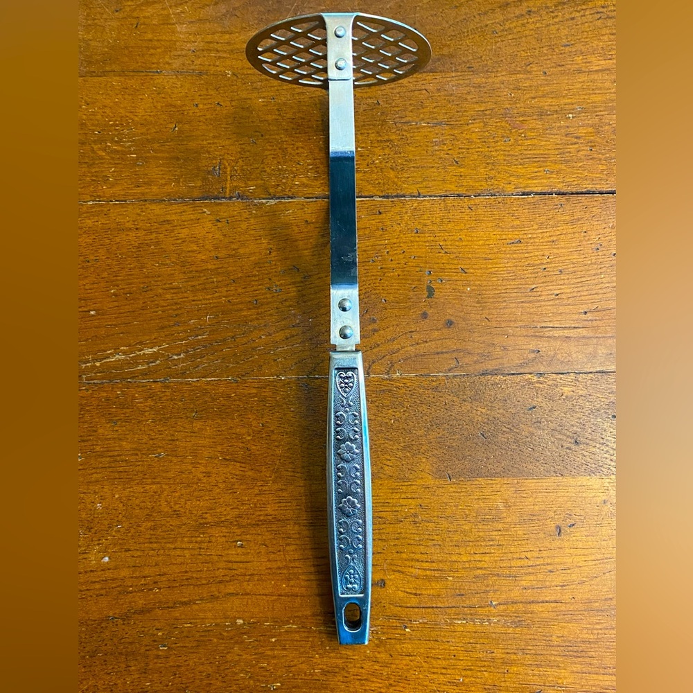 Vintage 1950’s Riviera Cordova Stainless Japan Potato Masher Black Handle